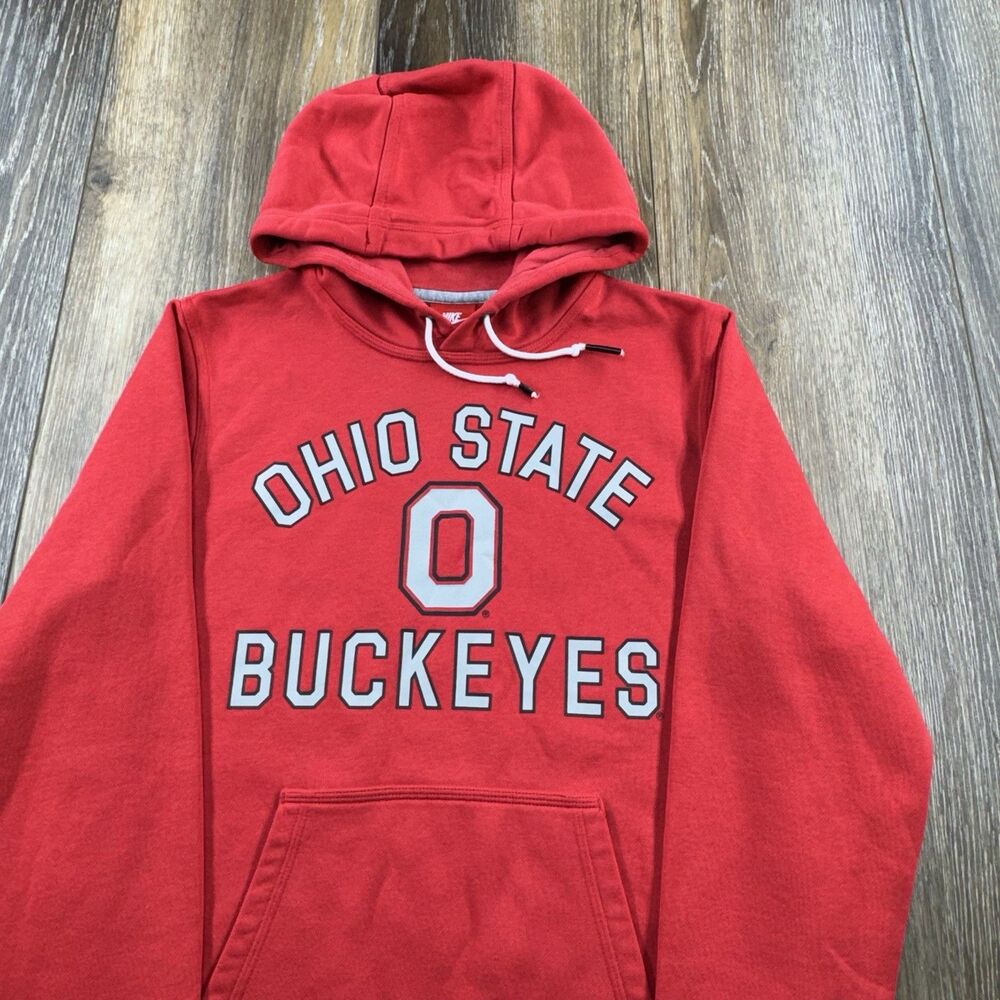 Nike Ohio State Buckeyes Hoodie Mens S Red Sweatshirt University Team Swoosh Y2K